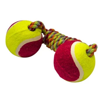Игрушка для собак MAJOR Гантель из каната с теннисными мячами 25см(Гантель из каната с теннисными мячами 25см)